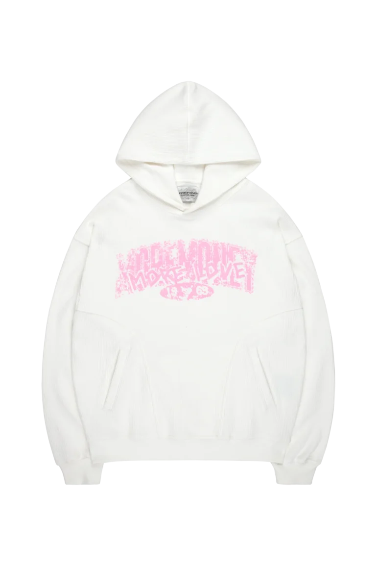 More Money Kapuzenpullover Waffelmuster Signatur-Wappen Off-White