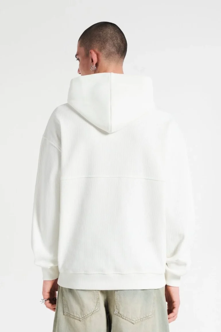 More Money Kapuzenpullover Waffelmuster Signatur-Wappen Off-White