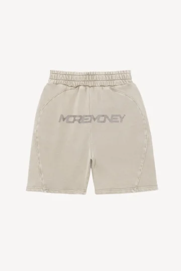 More Money – Shorts mit Logo in verwaschenem Grau